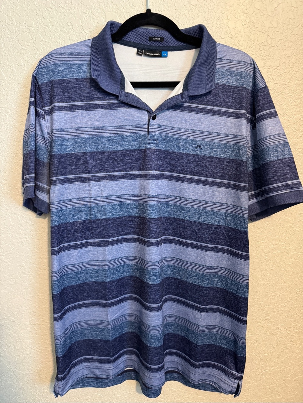 J. Lindeberg Blue Striped Polo Shirt